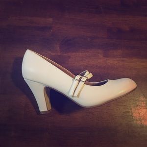 White Retro Style Heels